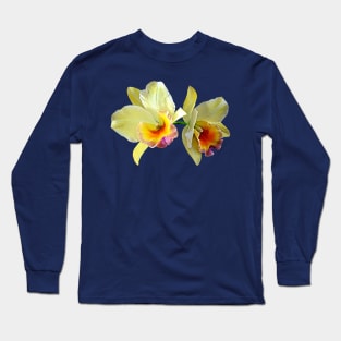 Pale Yellow Cattleya Orchids Long Sleeve T-Shirt